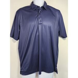 Greg Norman ML75 PlayDry Polo Blue Geometric Golf Shirt Men M